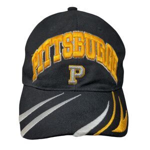 Pittsburgh Strapback Hat Black One Size Embroidered 6 Panel Blue Ocean